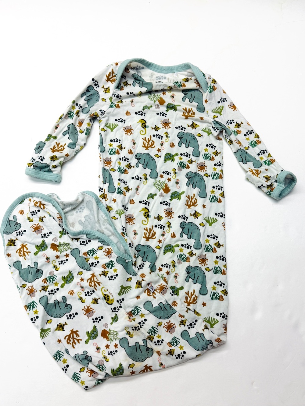 Emerson & Friends Baby Newborn Manatee Sea Turtle Sleep Gown Knotted Bamboo